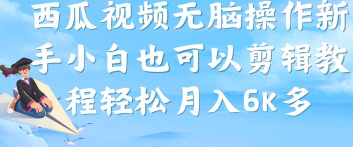 西瓜视频搞笑号，无脑操作新手小白也可月入6K-苏柒资源库