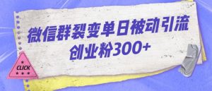 微信群裂变单日被动引流创业粉300【揭秘】-苏柒资源库