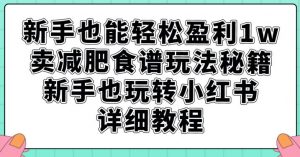 新手也能轻松盈利1w，卖减肥食谱玩法秘籍，新手也玩转小红书详细教程【揭秘】-苏柒资源库
