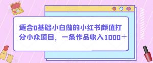 适合0基础小白做的小红书颜值打分小众项目,一条作品收入1000+【揭秘】-苏柒资源库