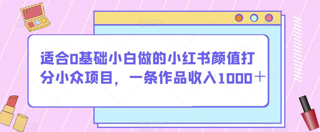适合0基础小白做的小红书颜值打分小众项目，一条作品收入1000＋【揭秘】-苏柒资源库