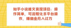 知乎小说推文变现项目:操作简单,可流程化多平台操作,赚佣金月入过万-苏柒资源库