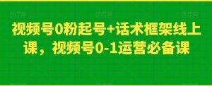 视频号0粉起号+话术框架线上课,视频号0-1运营必备课-苏柒资源库