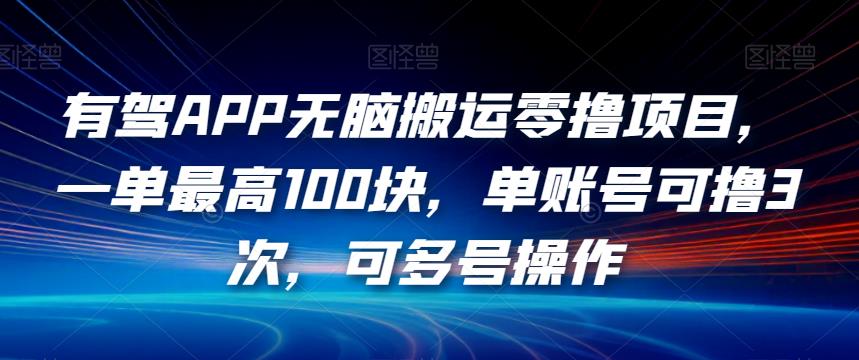 有驾APP无脑搬运零撸项目,一单最高100块,单账号可撸3次,可多号操作【揭秘】-苏柒资源库