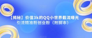 【揭秘】价值3k的QQ小世界截流曝光引流精准粉创业粉（附脚本）-苏柒资源库