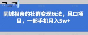 同城相亲的社群变现玩法，风口项目，一部手机月入5w+【揭秘】-苏柒资源库