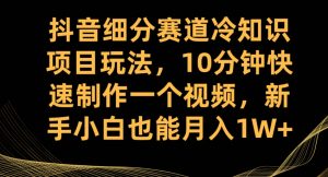 抖音细分赛道冷知识项目玩法，10分钟快速制作一个视频，新手小白也能月入1W+【揭秘】-苏柒资源库