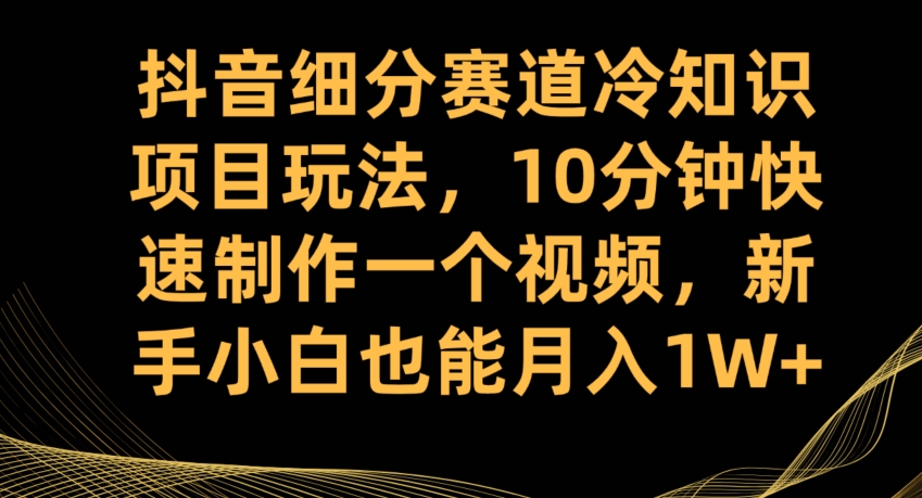 抖音细分赛道冷知识项目玩法，10分钟快速制作一个视频，新手小白也能月入1W+【揭秘】-苏柒资源库