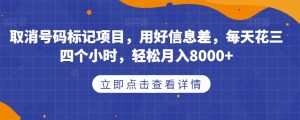取消号码标记项目，用好信息差，每天花三四个小时，轻松月入8000+【揭秘】-苏柒资源库