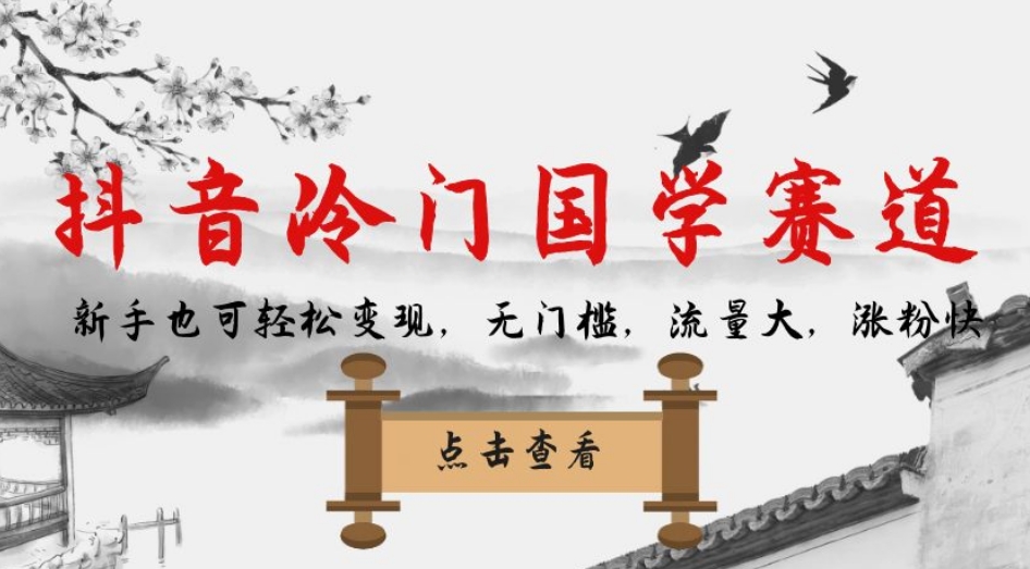 抖音冷门国学赛道，新手也可轻松变现，无门槛，流量大，涨粉快-苏柒资源库