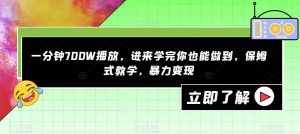 一分钟700W播放,进来学完你也能做到,保姆式教学,暴力变现【揭秘】-苏柒资源库