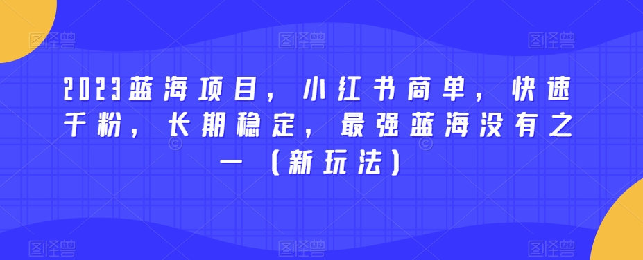 2023蓝海项目，小红书商单，快速千粉，长期稳定，最强蓝海没有之一（新玩法）-苏柒资源库