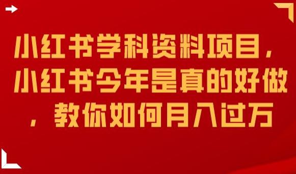 小红书学科资料项目，小红书今年是真的好做，教你如何月入过万【揭秘】-苏柒资源库