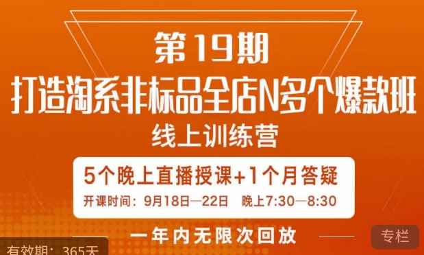 打造淘系非标全店N多个爆款线上课，​5天直播课-苏柒资源库
