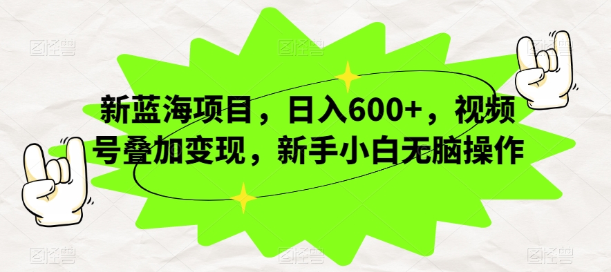 新蓝海项目，日入600+，视频号叠加变现，新手小白无脑操作【揭秘】-苏柒资源库