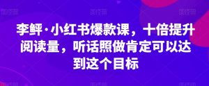 李鲆·小红书爆款课，十倍提升阅读量，听话照做肯定可以达到这个目标-苏柒资源库