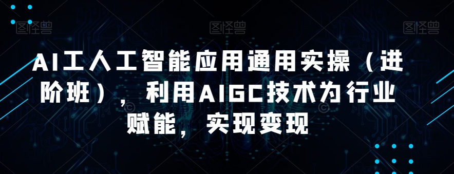 AI工人工智能应用通用实操（进阶班），利用AIGC技术为行业赋能，实现变现-苏柒资源库