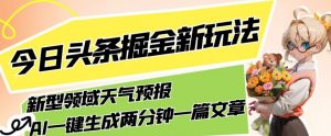 今日头条掘金新玩法，关于新型领域天气预报，AI一键生成两分钟一篇文章，复制粘贴轻松月入5000+-苏柒资源库