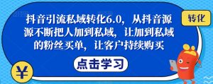 抖音引流私域转化6.0，从抖音源源不断把人加到私域，让加到私域的粉丝买单，让客户持续购买-苏柒资源库