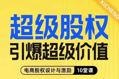 超级股权引爆超级价值，电商股权设计与激励10堂线上课-苏柒资源库