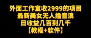 外面工作室收2999的项目最新美女无人撸音浪日收益几百到几千【教程+软件】(仅揭秘)-苏柒资源库