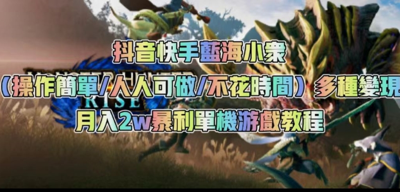 抖音快手蓝海小众（操作简单人人可做不花时间）多种变现月入2w＋暴利单机游戏教程-苏柒资源库