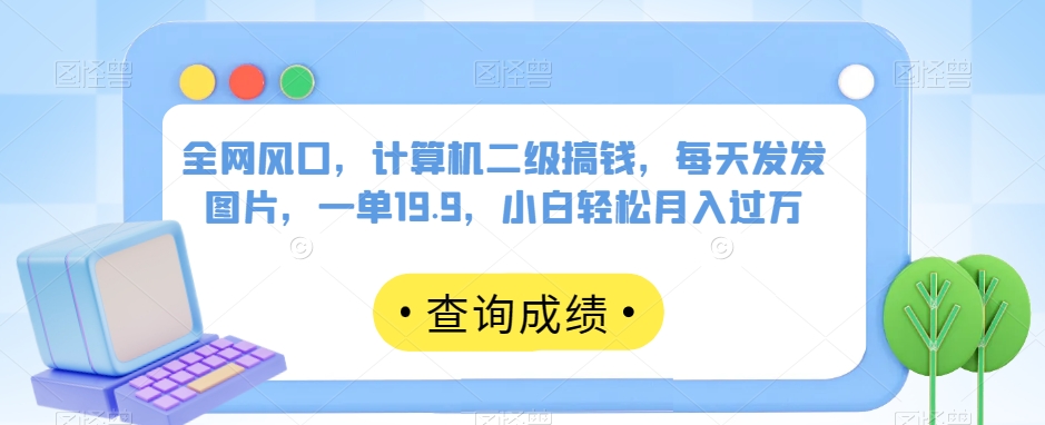 全网风口，计算机二级搞钱，每天发发图片，一单19.9，小白轻松月入过万【揭秘】-苏柒资源库