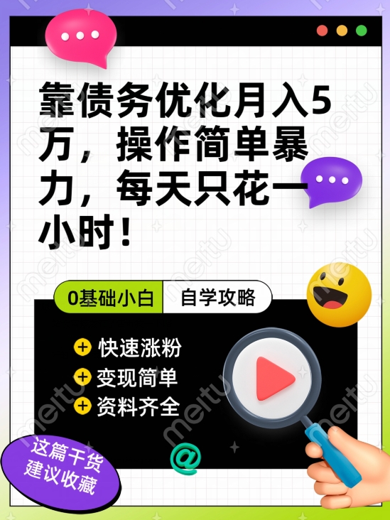靠债务优化月入五万，每天只要花两个小时，多种方式轻松变现【揭秘】-苏柒资源库