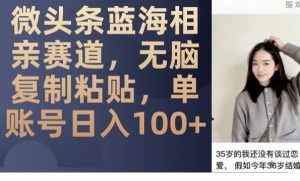 微头条蓝海相亲赛道,无脑复制粘贴,单账号日入100+-苏柒资源库
