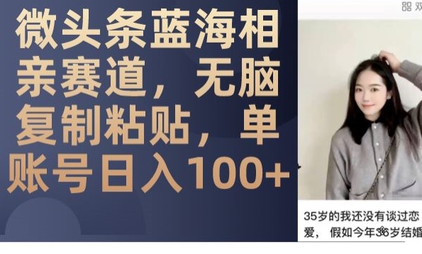 微头条蓝海相亲赛道，无脑复制粘贴，单账号日入100+-苏柒资源库
