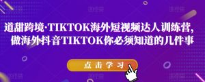 道甜跨境·TIKTOK海外短视频达人训练营,做海外抖音TIKTOK你必须知道的几件事-苏柒资源库