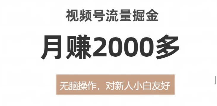 视频号流量掘金，无脑操作，对新人小白友好，月赚2000多【揭秘】-苏柒资源库