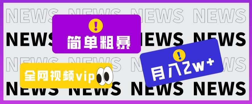 简单粗暴零成本，高回报，全网视频VIP掘金项目，月入2万＋【揭秘】-苏柒资源库
