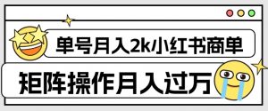 外面收费1980的小红书商单保姆级教程,单号月入2k,矩阵操作轻松月入过万-苏柒资源库