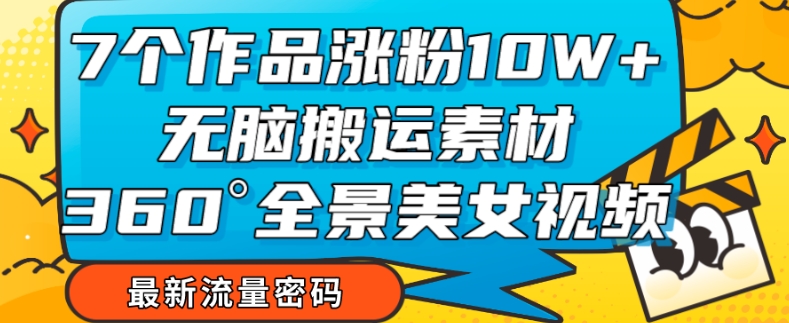 7个作品涨粉10W+，无脑搬运素材，全景美女视频爆款玩法分享【揭秘】-苏柒资源库