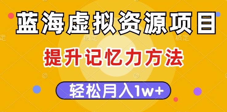 蓝海虚拟资源项目，提升记忆力方法，多种变现方式，轻松月入1w+【揭秘】-苏柒资源库
