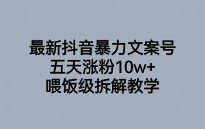 最新抖音暴力文案号，五天涨粉10w+，喂饭级拆解教学-苏柒资源库