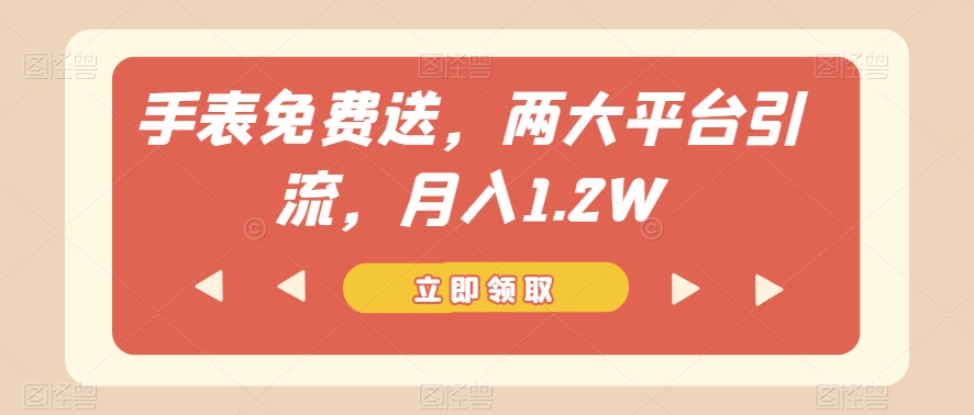 手表免费送，两大平台引流，月入1.2W【揭秘】-苏柒资源库