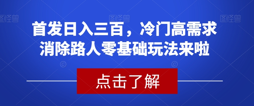 首发日入三百，冷门高需求消除路人零基础玩法来啦【揭秘】-苏柒资源库