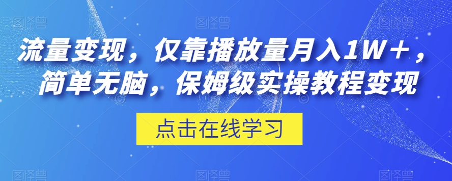 流量变现,仅靠播放量月入1W+,简单无脑,保姆级实操教程【揭秘】-苏柒资源库