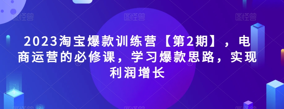 2023淘宝爆款训练营【第2期】,电商运营的必修课,学习爆款思路,实现利润增长-苏柒资源库