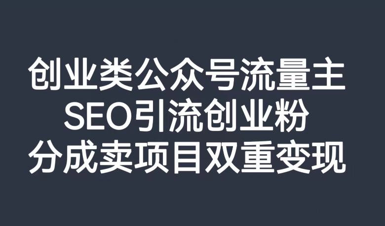 创业类公众号流量主,SEO引流创业粉,分成卖项目双重变现【揭秘】-苏柒资源库
