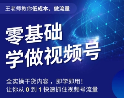 王老师教你低成本、做流量，零基础学做视频号，0-1快速抓住视频号流量-苏柒资源库