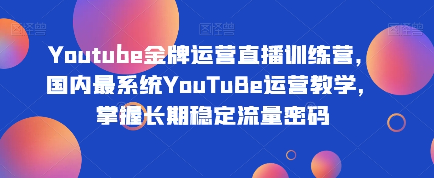 Youtube金牌运营直播训练营，国内最系统YouTuBe运营教学，掌握长期稳定流量密码-苏柒资源库