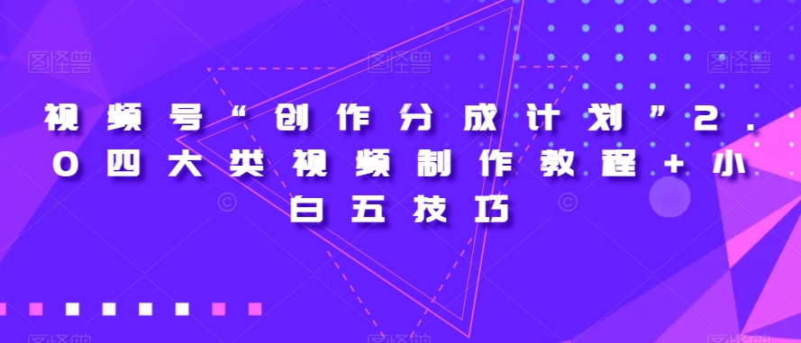 视频号“创作分成计划”2.0四大类视频制作教程+小白五技巧【揭秘】-苏柒资源库