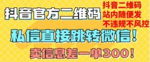 价值3000的技术！抖音二维码直跳微信！站内无限发不违规！-苏柒资源库