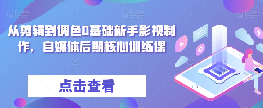 从剪辑到调色0基础新手影视制作，自媒体后期核心训练课-苏柒资源库