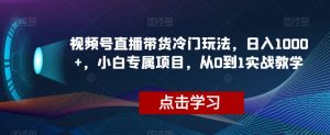 视频号直播带货冷门玩法,日入1000+,小白专属项目,从0到1实战教学【揭秘】-苏柒资源库
