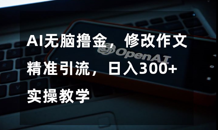 AI无脑撸金，修改作文精准引流，日入300+，实操教学【揭秘】-苏柒资源库