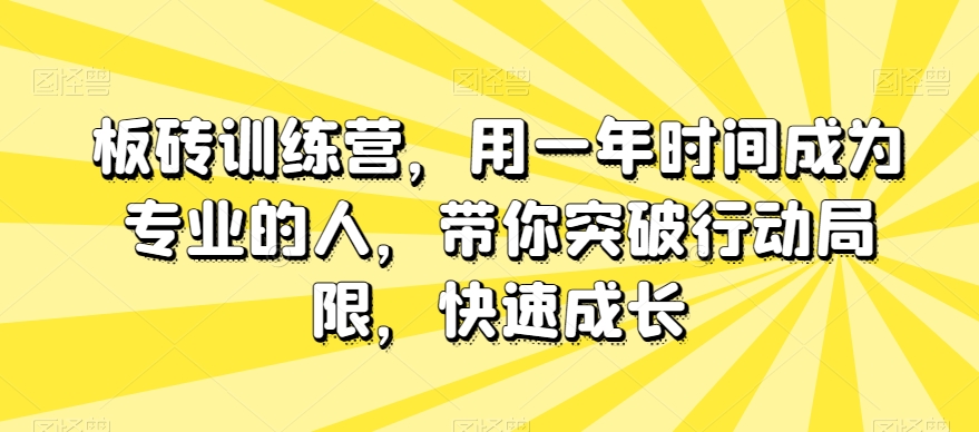 板砖训练营，用一年时间成为专业的人，带你突破行动局限，快速成长-苏柒资源库